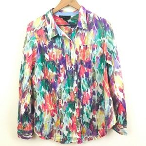 Lane Bryant Watercolor Printed Button Up Shirt